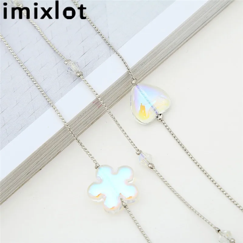 Imixlot милый кулон из сердца с цветами очки цепочкой солнцезащитные в