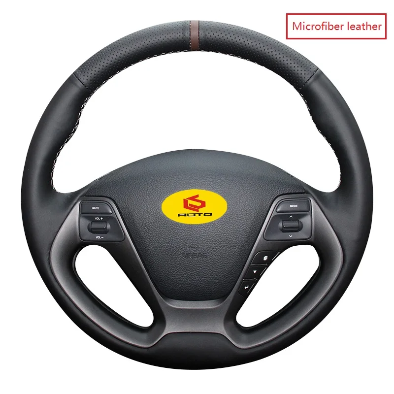 Оплетка на руль для Kia K3 2013 K2 Rio Ceed Cee 'd 2012- Tampa do volante do carro funda volante - Название цвета: black microfiber