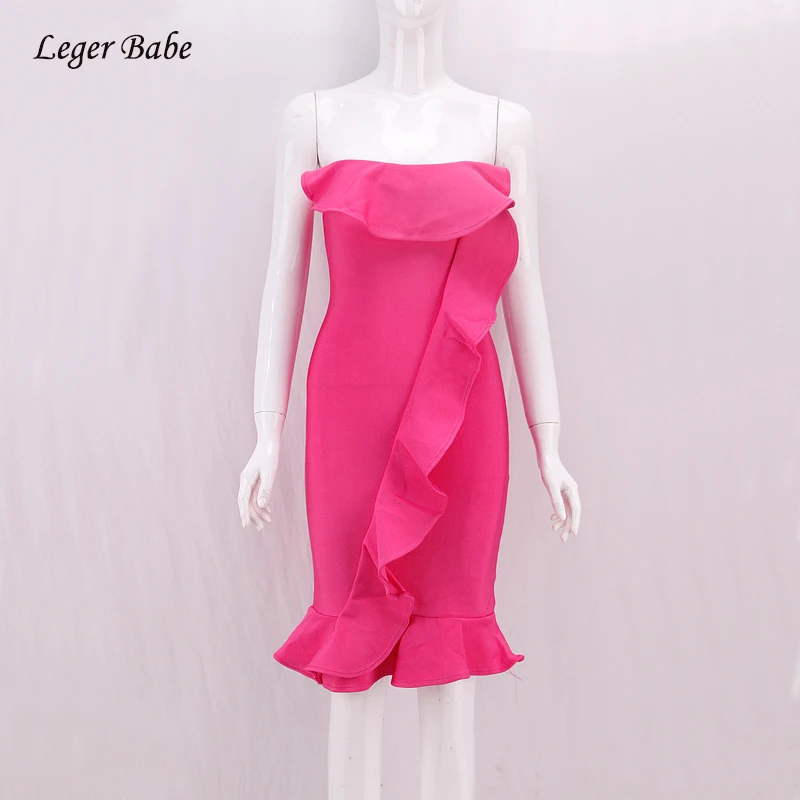 Новинка женское сексуальное платье без бретелек с оборками рукавов облегающее