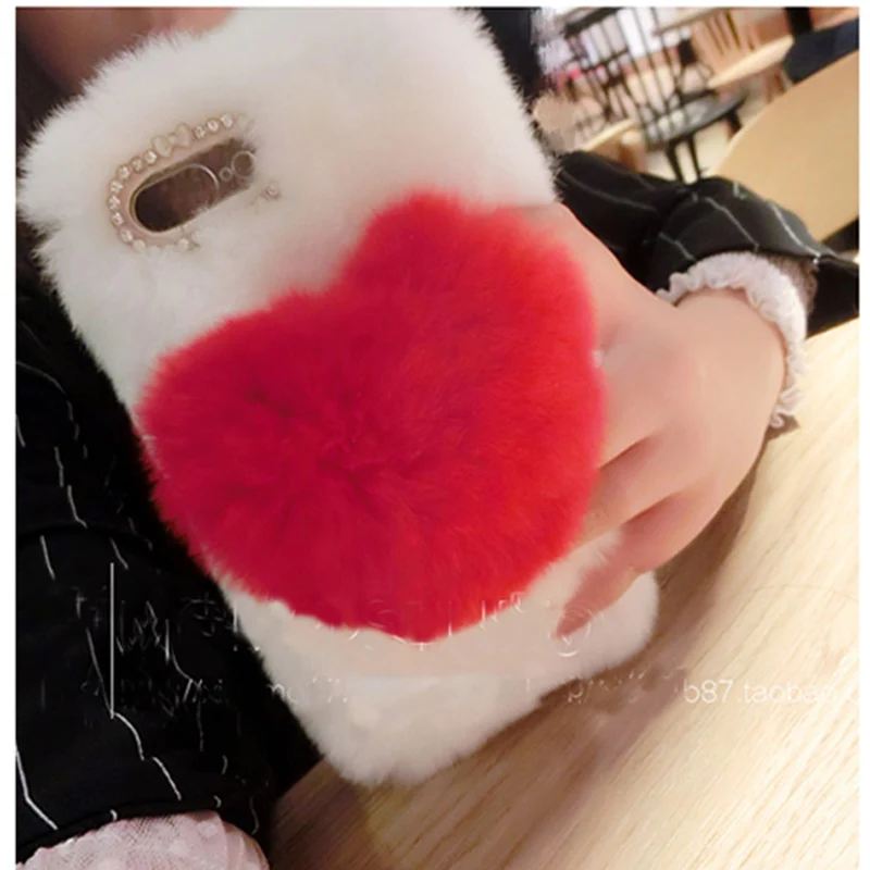 Роскошный чехол для телефона с кроличьим мехом ручной работы рисунком на тему