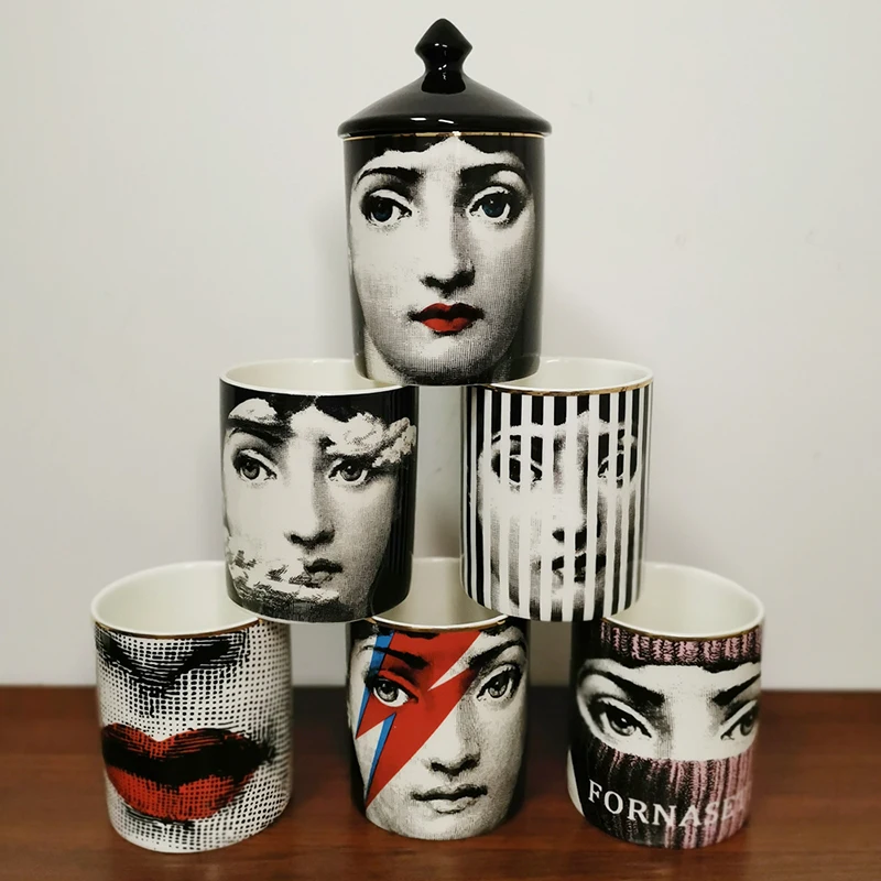 Классический подсвечник Fornasetti с черной крышкой керамический контейнер для хранения художественный подсвечник ретро корзины ручной работы для хранения баночек домашний декор