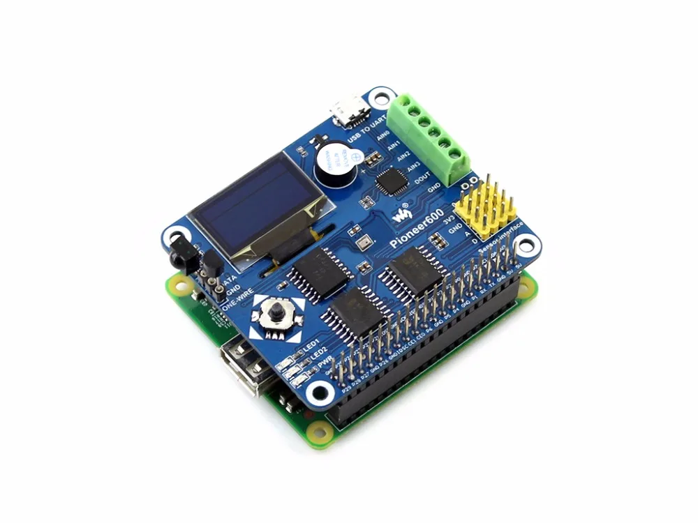 

Raspberry Pi Expansion Board Pioneer600 Supports Raspberry Pi A+/B+/2B/3B/3B+ 0.96inch OLED Display CP2102 USB TO UART