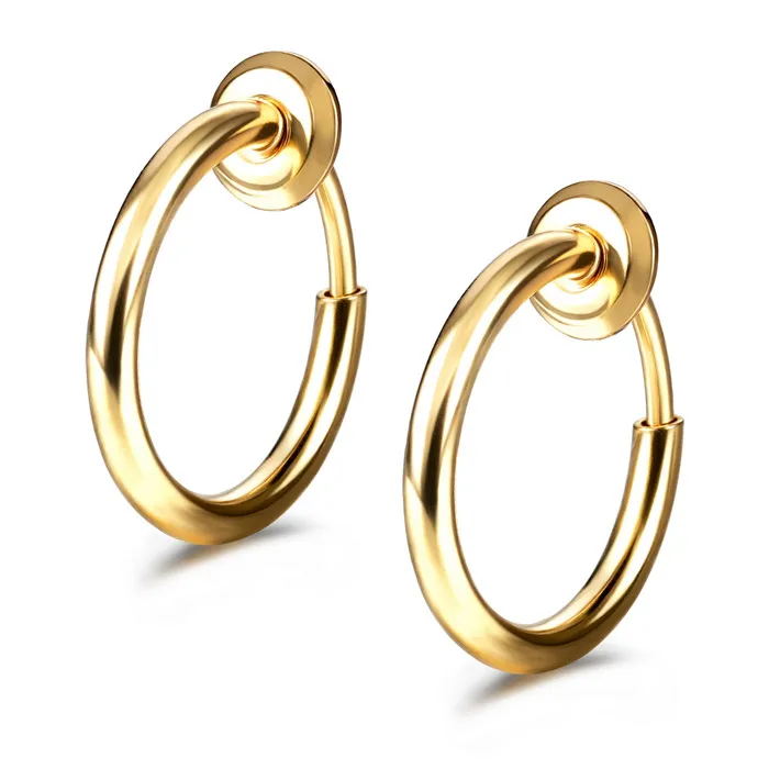 Gold Tone Серьги на клипсах, поддельные серьги, не пирсинг, весенние серьги для чувствительных ушей, серьги из искусственного хряща - Окраска металла: Gold Tone