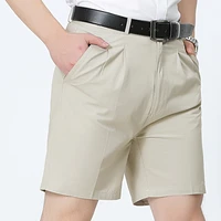 summer cotton shorts men thin loose breathable beach shorts mens business casual suit shorts straight fold bermudas size 30 42