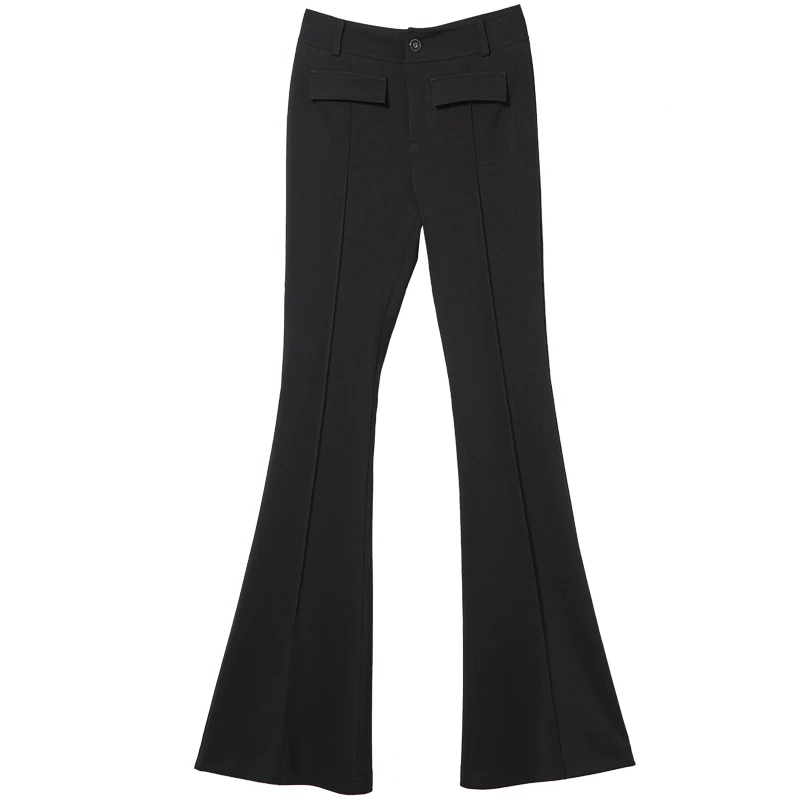 Женские весенне осенние однотонные брюки клеш с высокой талией|flare pants|pants