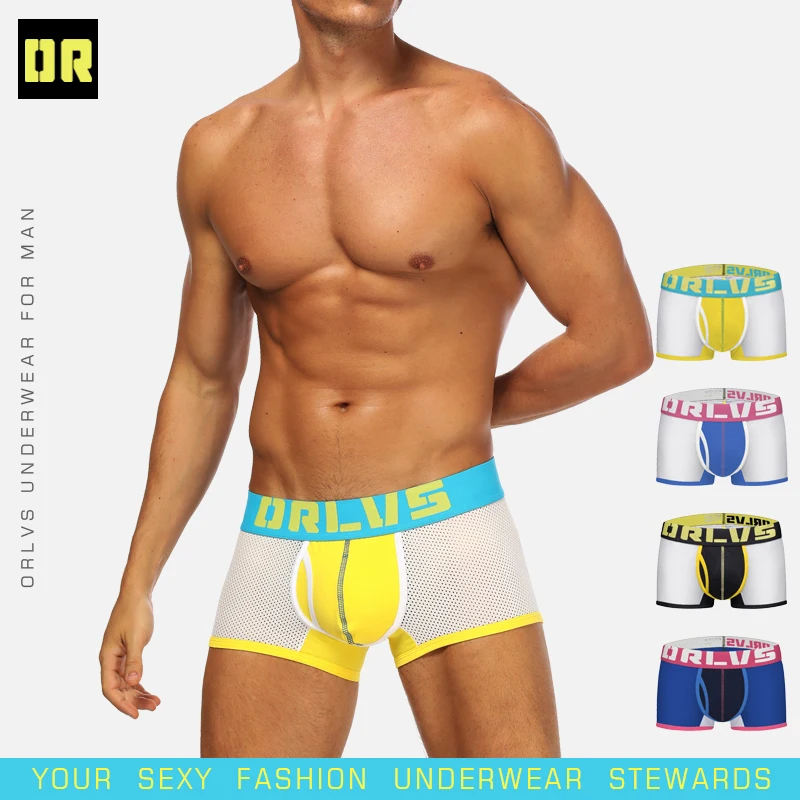 

ORLVS Brand Sexy Men Boxershort Male Underwear Nylon Penis Pouch Breathable Cueca Comfortable Underpants Homewear Boxer Panties