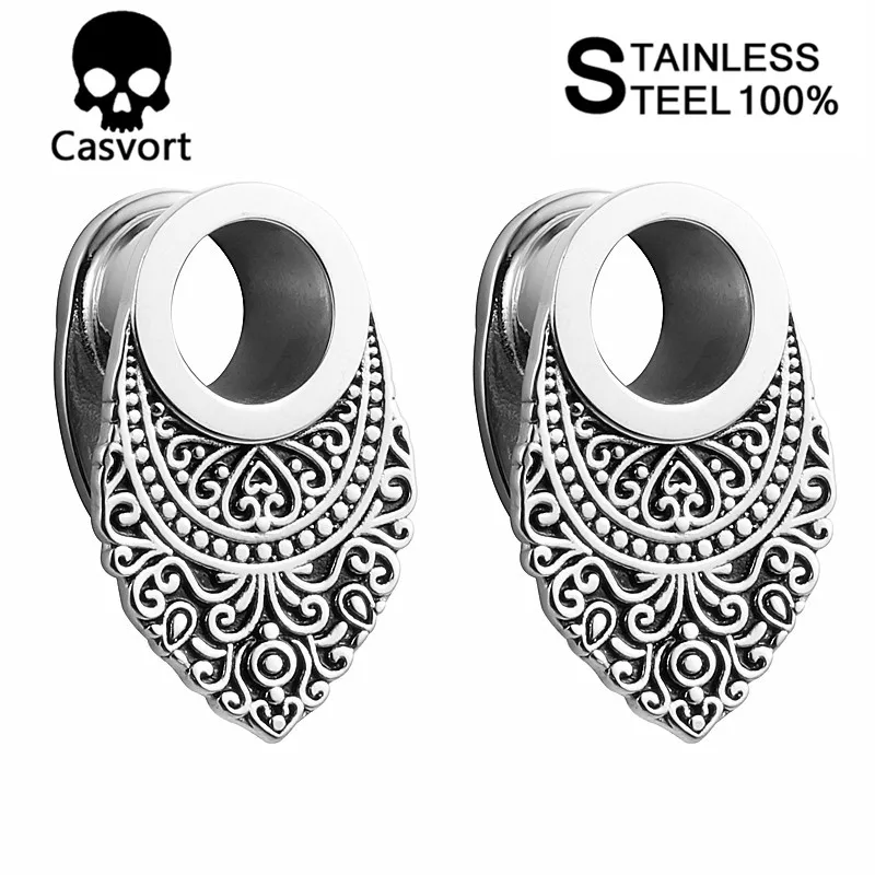 Casvort, Новое поступление, модные серьги, туннель, ювелирные изделия для тела, пирсинг, ушные измерительные приборы, расширитель, пара, 2 шт. в партии - Окраска металла: silver