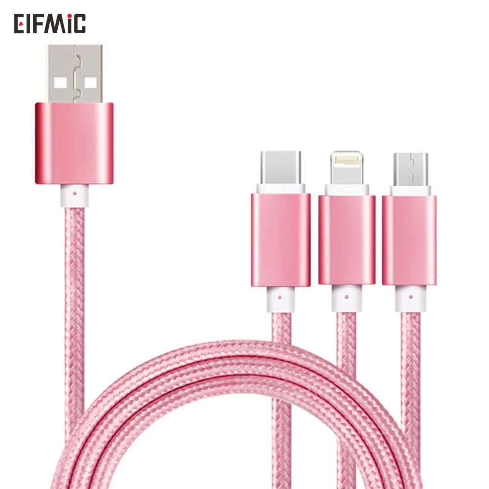 ELFMIC 2.4A кабель для быстрой зарядки Micro-usb-type-C светильник для xiaomi huawei iphone ipad samsung