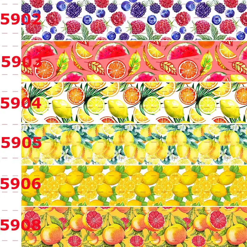 

New 50 yards cute ribbon fruit pattern ribbon printed grosgrain ribbon