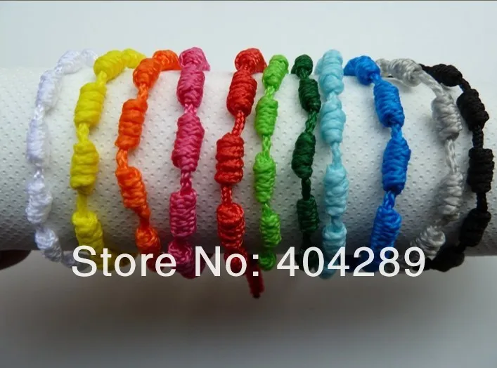 50 шт. разноцветные веревочные браслеты ручной работы с узелком и четкой