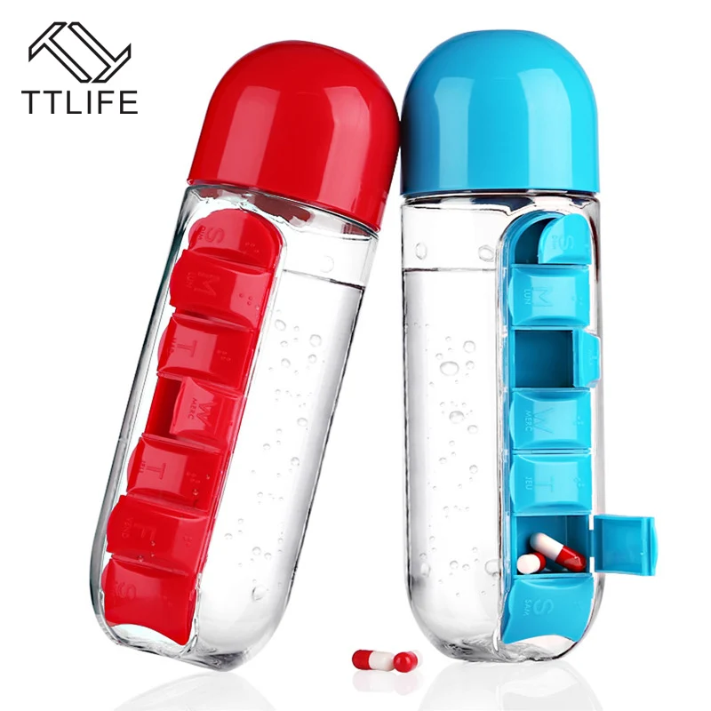 TTLIFE 2 в 1 портативная пластиковая герметичная Герметичная Бутылка Для Воды 600 мл с