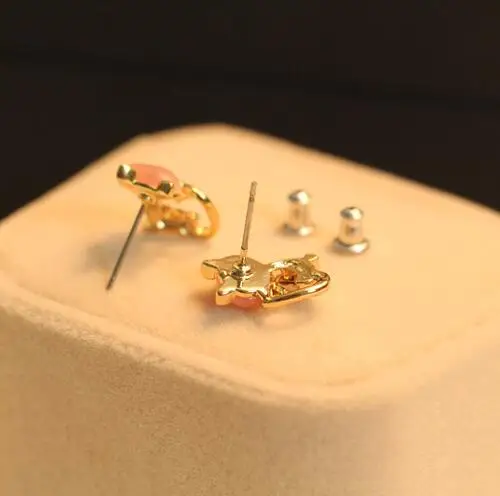 ea182 2021 New Fashion Crystal alloy Cute Kitten Bowknot Stud Earrings Female charm jewelry | Украшения и аксессуары