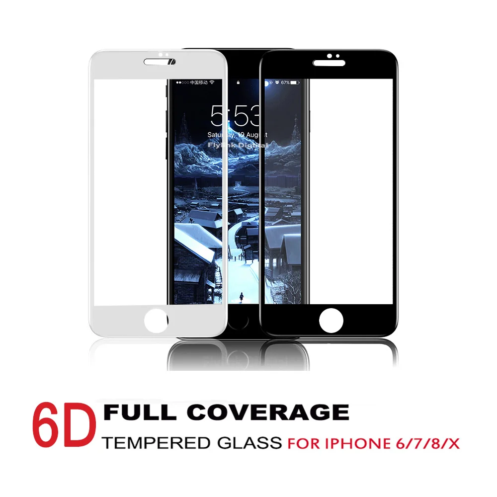 6D защитное закаленное стекло для iPhone 6s 7 8 Plus Edge полное покрытие Защитное 6 8X6Plus