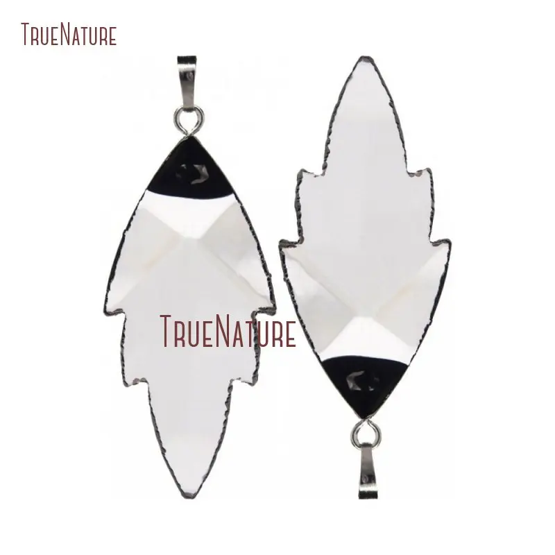 

10Pcs Gunblack Plated Crystal leaf Pendant 40-50mm PM26390