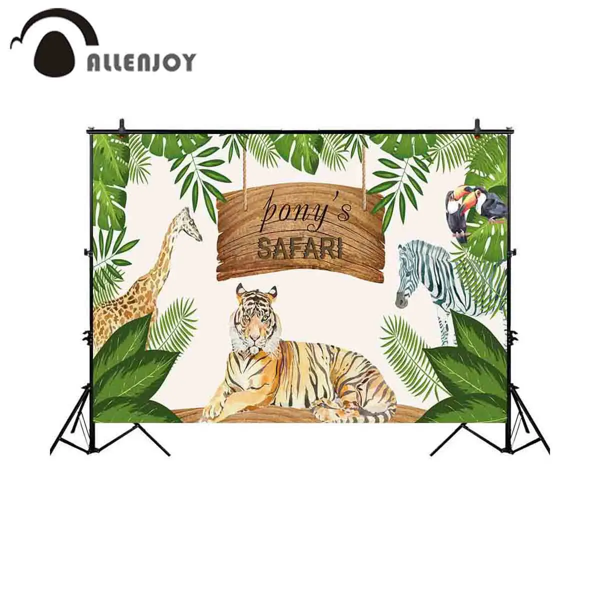 

Allenjoy photography background safari jungle party animals tropical backdrop photo shoot prop studio photocall portrait