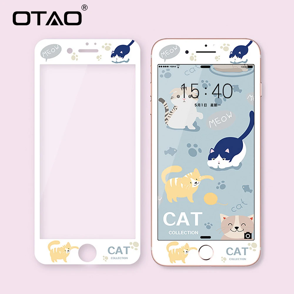 Защитное стекло OTAO закаленное 3d с полным покрытием для iPhone 7 8 Plus красочная