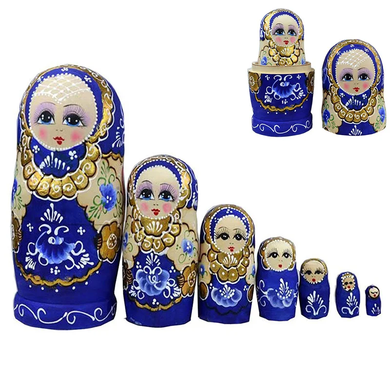 7 шт. новые деревянные русские Матрешки косички для девочек традиционные