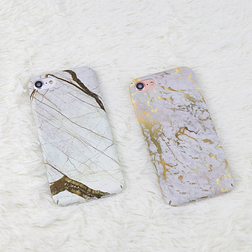 Fashion Gold Marble Phone Case For iphone X Hard PC Back Cover Granite Stone Pattern 6 6s 7 8 Plus Shell |