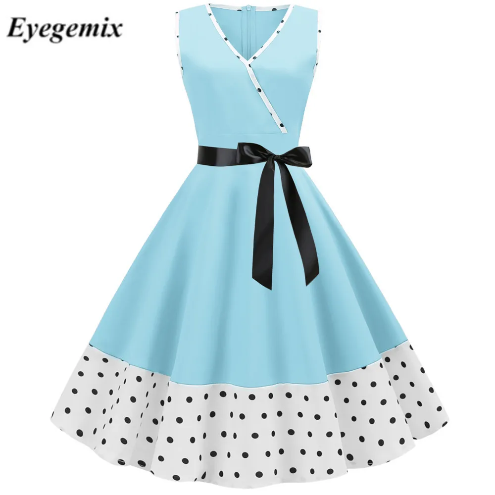 В винтажном стиле в горошек летние платья 2021 Новая мода с v образным вырезом без