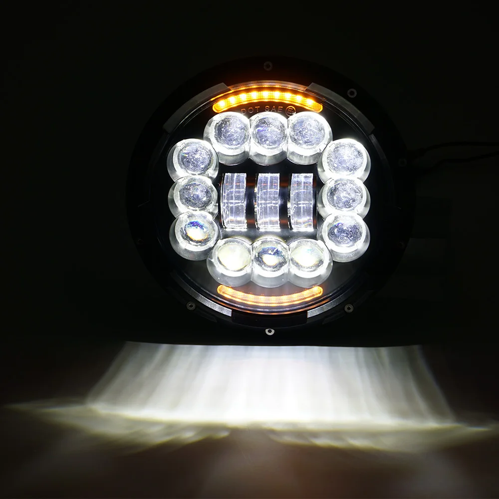 7 дюймов LEDHead светильник H4 с Ангельские глазки 90W фары сигнала поворота (Подол