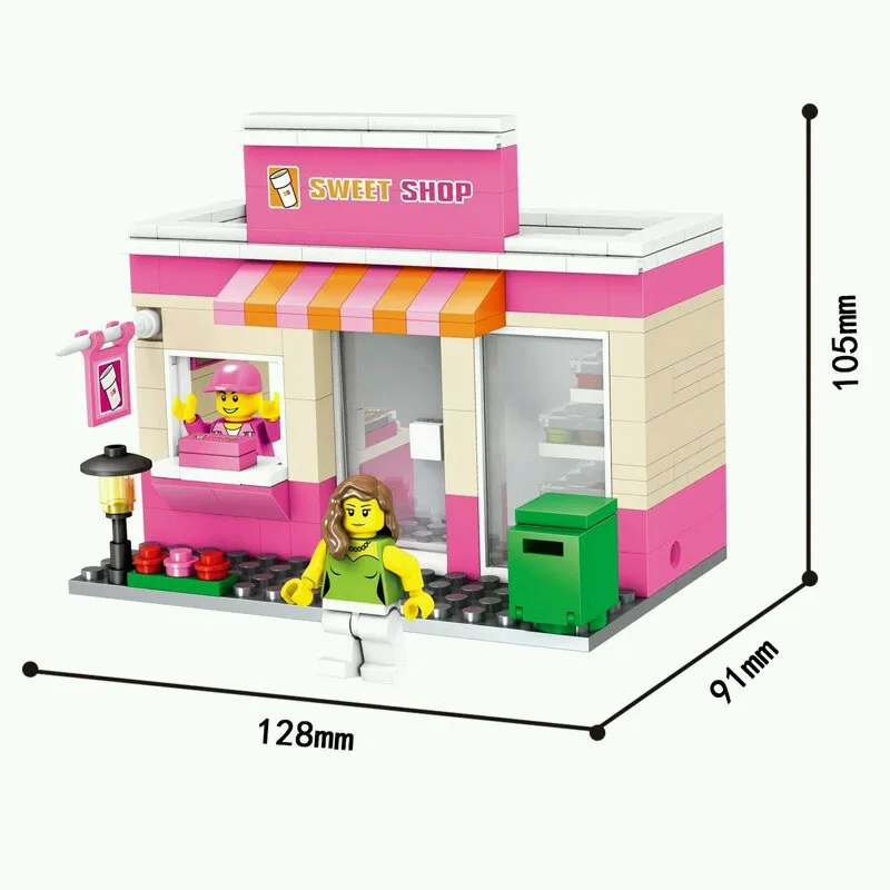Город Мини Street Лего здания 3D режим работы магазина Совместимость withLego магазин view