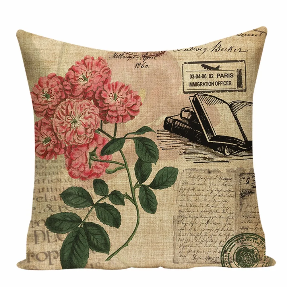 Растительная Подушка винтажная Цветочная наволочка розовое украшение домашнее