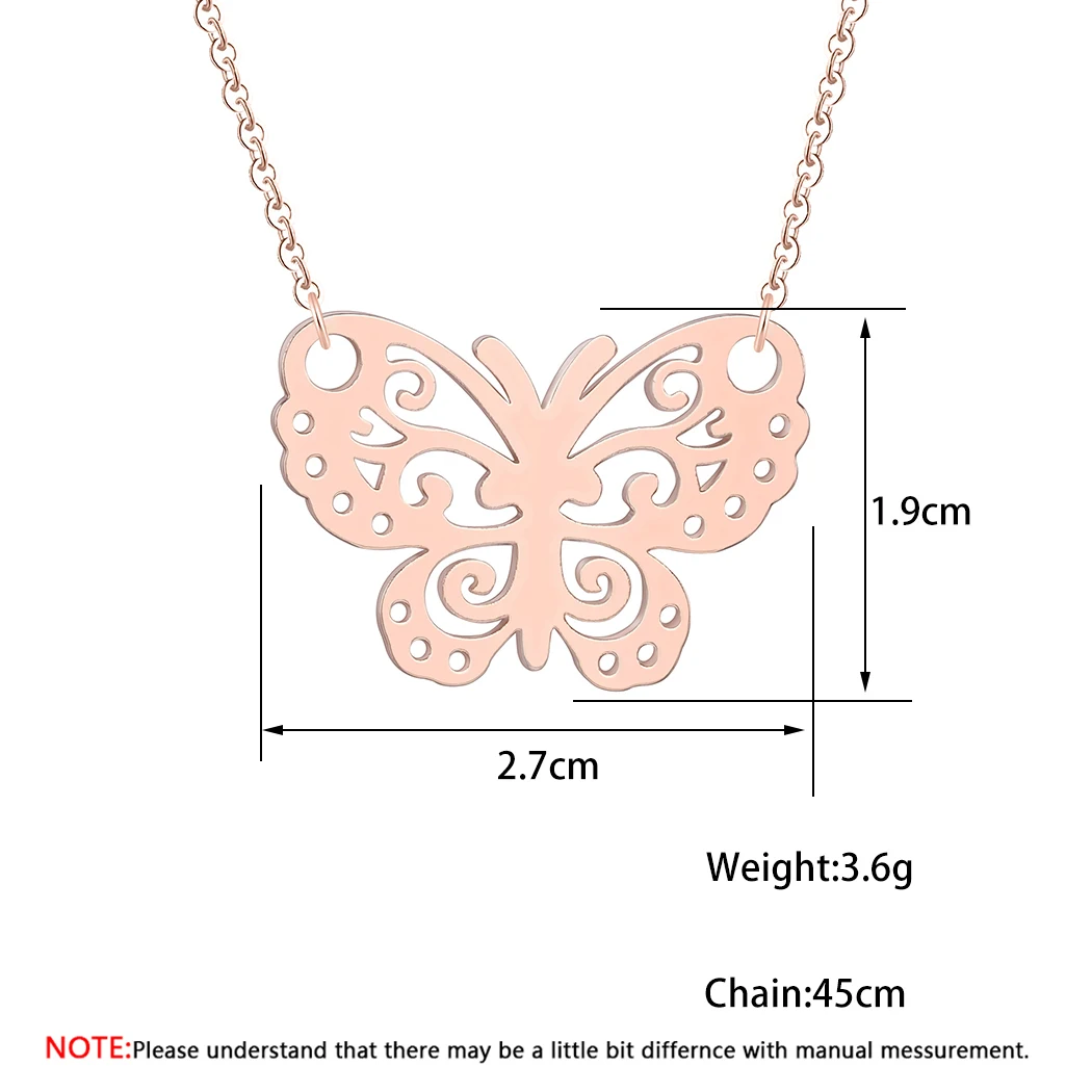 Ожерелье Todorova с подвеской-бабочкой из нержавеющей стали цвета розового золота