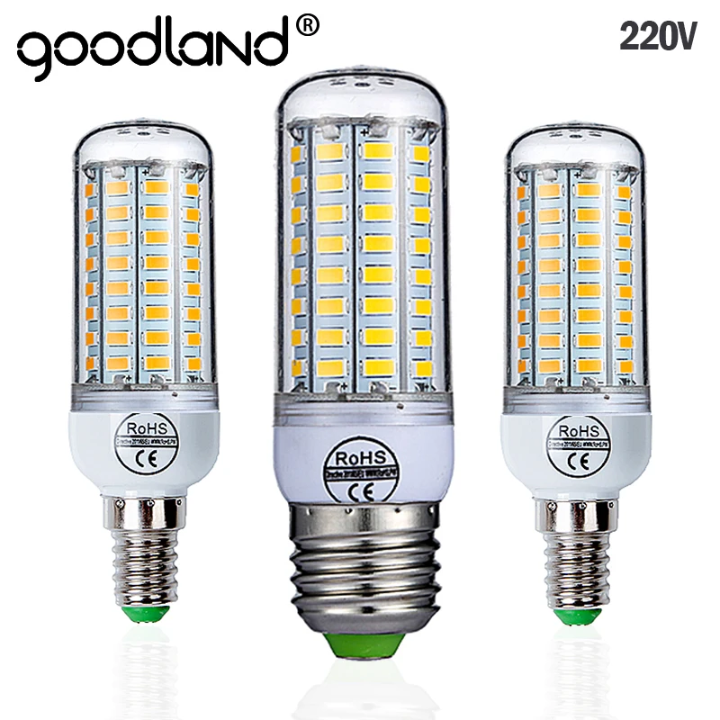 Goodland E27 светодиодная лампа 220 В Светодиодная SMD 5730 E14 24 36 48 56 69 72 светодиоды