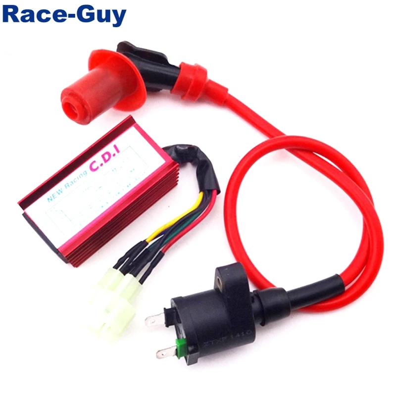 Катушка зажигания Red Racing + 6 контактный провод AC CDI для китайского двигателя GY6 50