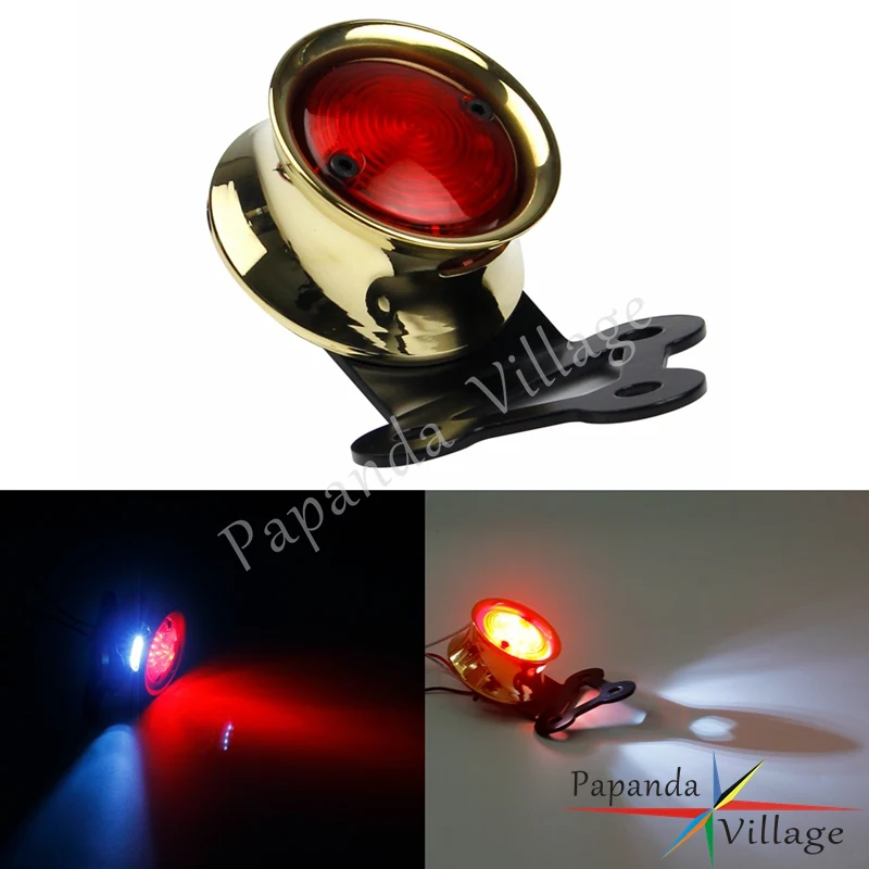 Винтажный задний фонарь для мотоцикла латунный стоп-сигнал светодиодный