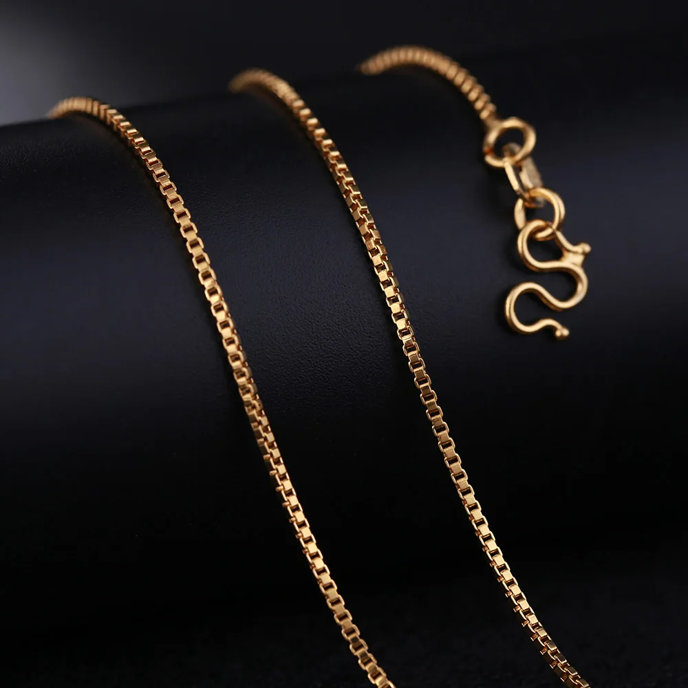 

St.kunkka DIY Rope Gold Color Chains Necklace For Pendant Women Chokers Collar Box Chain 24K Yellow Gold Filled Fashion Jewelry
