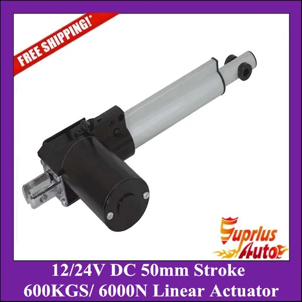 

Free shipping 12/24V DC 50mm/ 2inch stroke, 6000N/600KG/1320LBS load electric linear actuator