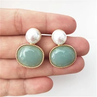 fashion green imitation pearl earrings geometry temperament elegant earrings gift jewelry wholesale