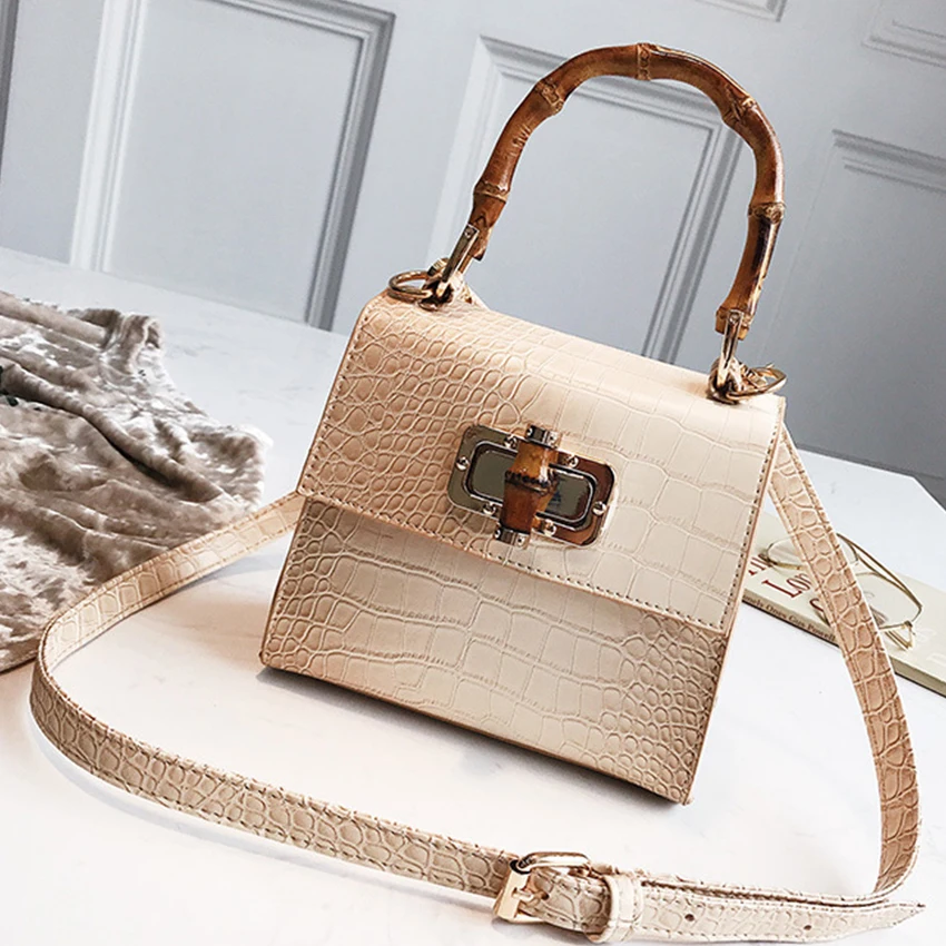 Роскошные женские сумки из кожи аллигатора с ручками Bambootop, сумки с узором «крокодиловая кожа», маленькие сумки с клапаном, сумка через плечо для женщин, повседневные кошельки