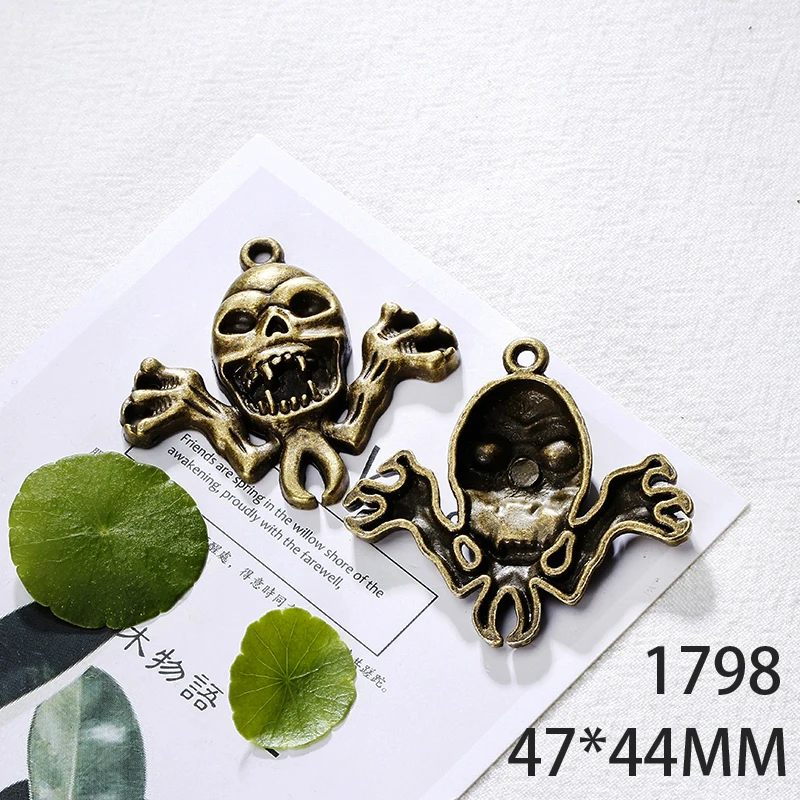 

47*44mm 1pcs Skeleton Alloy Pendant For Diy Jewelry Making 2 Colors Antique Silver Antique Bronze No.1798