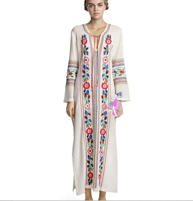 Женское длинное платье макси в стиле ретро летнее пляжное из хлопка и льна бохо