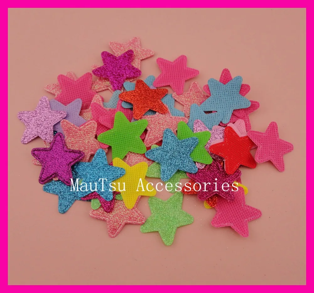 

50PCS 3.6cm 1.45" Non-woven Glitter Star Patches,Glitter finish Felt Star Applique for Kids Boutique Accessories