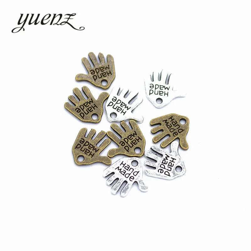 

YuenZ Letter Hand made Charms Antique Silver color Plated Metal Hand Charms For Jewelry Making 21.5*12.5mm I172