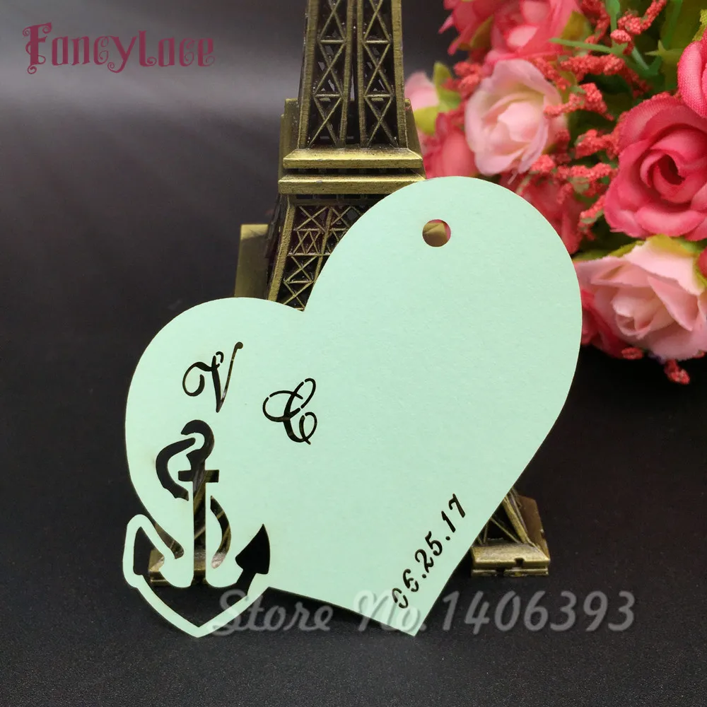 

60 шт./лот жемчужная бумага лазерная резка индивидуальная Лодка Якорь бирка клиент любовь сердце Свадьба День Рождения Вечеринка подарок же...