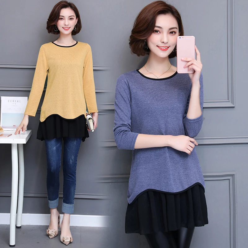 Blusas Mujer De Moda кимоно винтажные Лоскутные Женские топы и блузки винтажные женские туники с круглым вырезом Длинные рубашки размера плюс 5XL