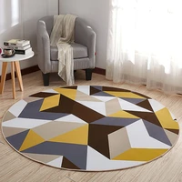 2019 new carpet yellow brown geometric anti slip rugs round carpet floor decoration living room foot pads carpet mat