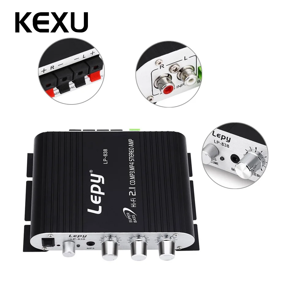 Lepy LP-838 мини аудио усилитель Hi-Fi 2 1 CD MP3 MP4 стерео Портативный Звук для сабвуфера