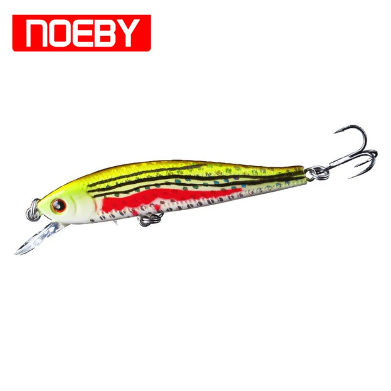NOEBY Suspend Minnow Baits 70mm/5.5g Diving Depth 0-0.6m Artificial Hard Fishing Lure with VMC Treble Hooks Bass Peche Leurre | Спорт и