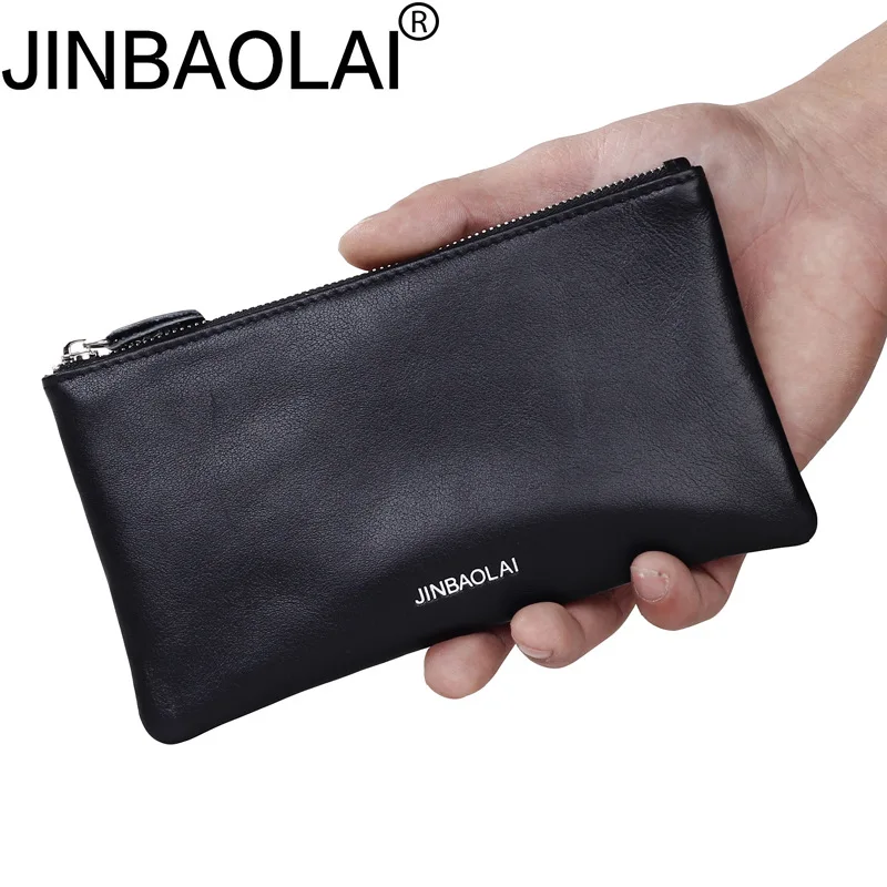 JINBAOLAI Brand Genuine Leather Coin Purses Wallets Women Men Zipper Bag Wallet Pouch Purse for Gift | Багаж и сумки