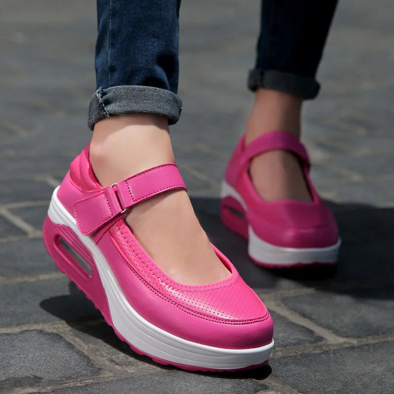 Обувь на плоской подошве воздуха Sole мягкой пряжкой медсестра ПУ Для женщин обувь