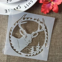 5 round deer merry christmas diy layering stencils painting scrapbook coloring embossing album decorative paper card template