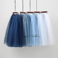 7 layered tulle skirts womens high waist swing dolly ball gown underskirt mesh euro style tutu summer skirt faldas saias jupe