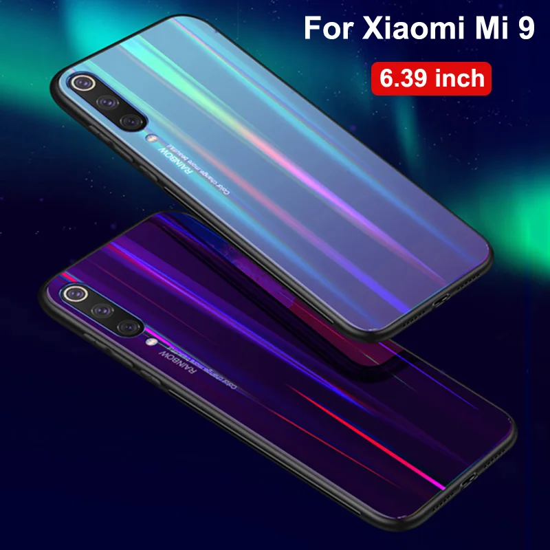 Чехол для телефона Xiaomi mi 9 градиентный цвет лазер Аврора анти царапина закаленное