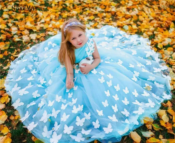 picture color Милое платье с цветочным узором для девочек, с объемными бабочками, с бисером, на заказ, для девочек, для вечеринки, дня рождения, бальные платья для милых принцесс, vestidos - Цвет: picture color