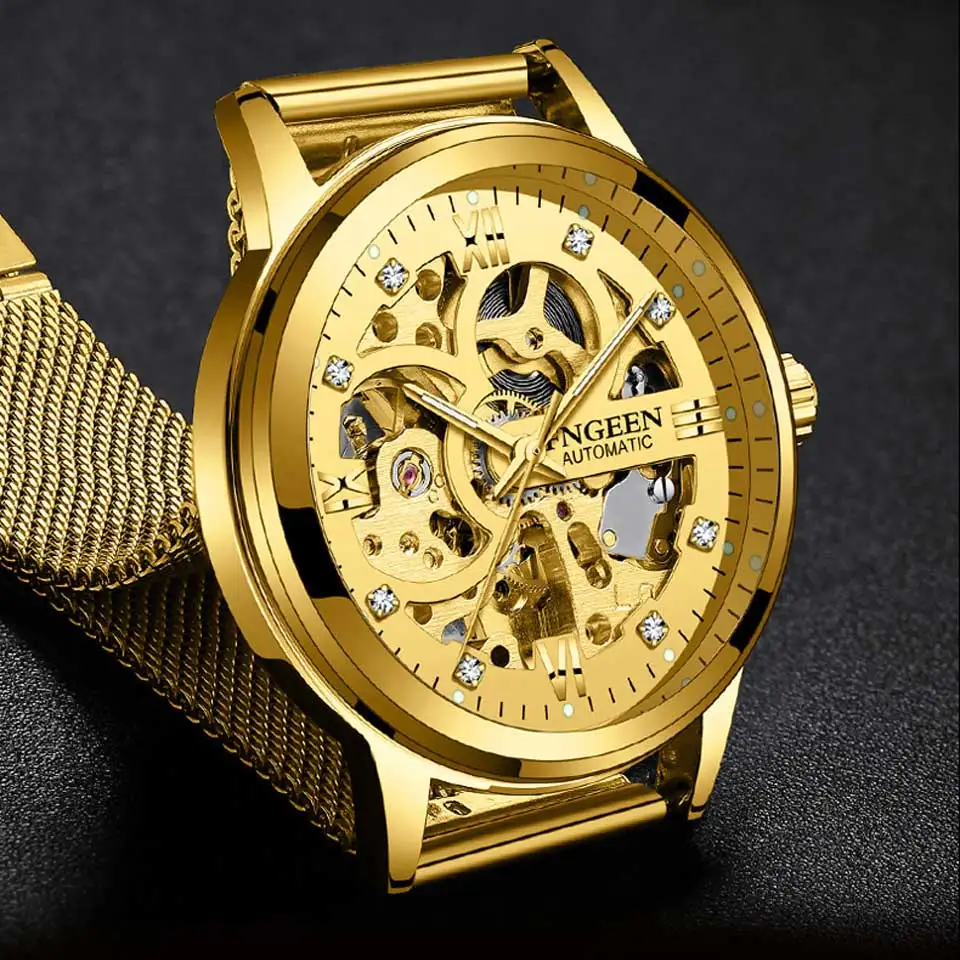 FNGEEN 2019 деловые мужские светящиеся часы Tourbillon водонепроницаемые механические